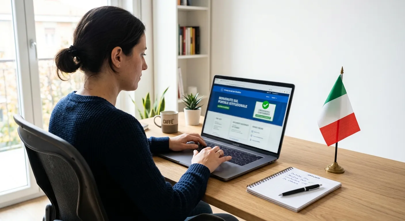 Persona che verifica la licenza ADM di un bookmaker su laptop